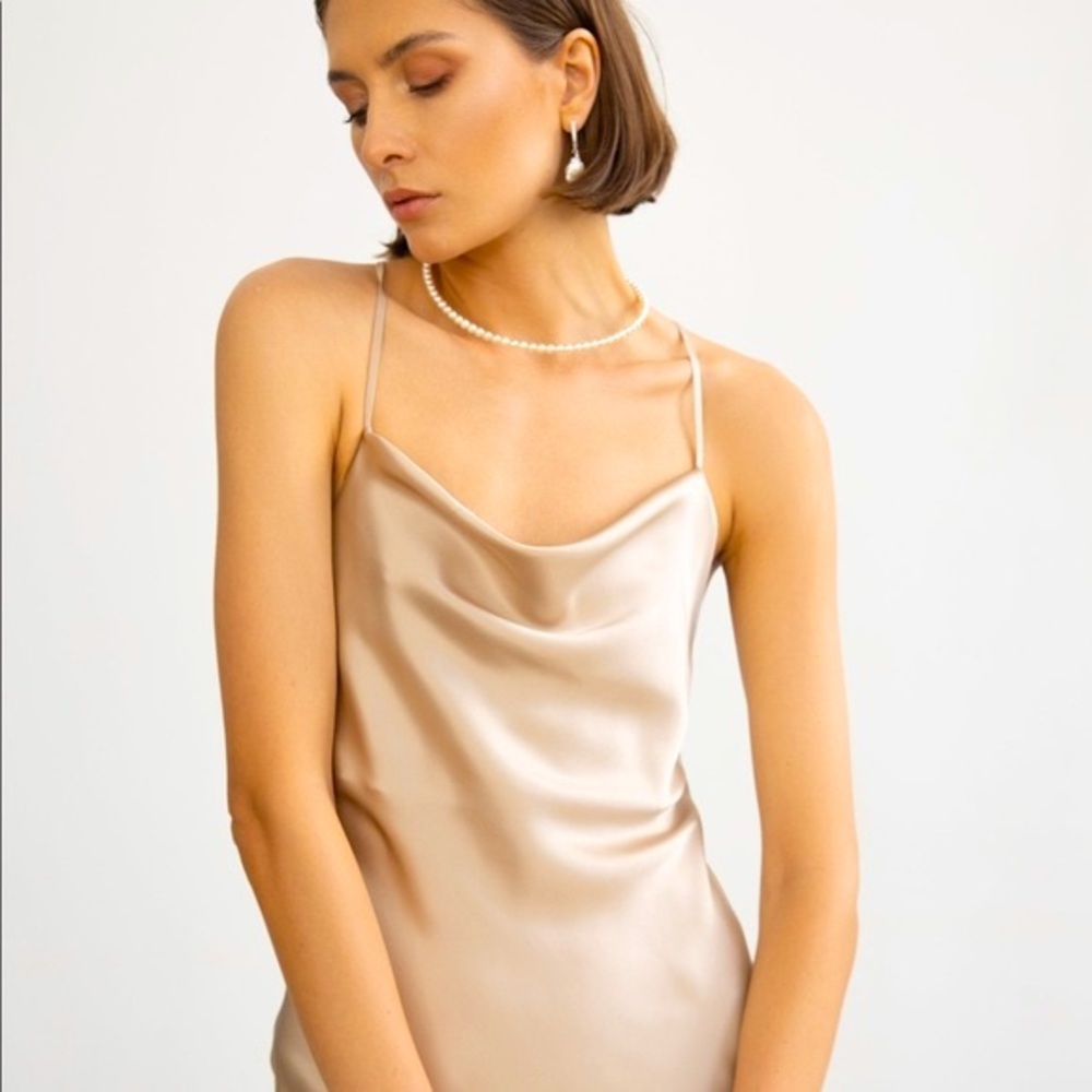 Satin silk Slip Dress with Cowl Neck